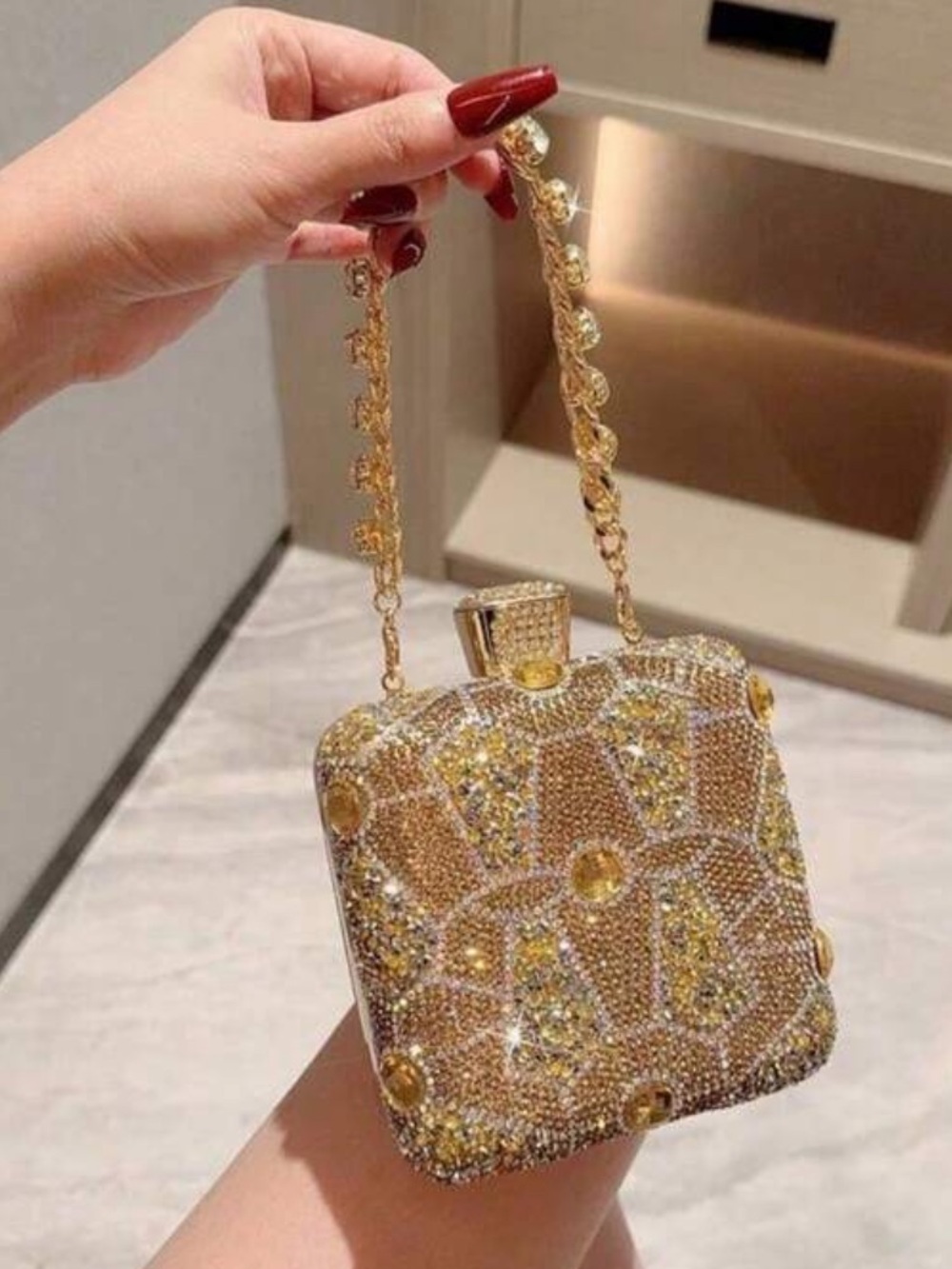 Gold Crystal Evening Clutch Handbag